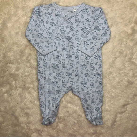 Fixoni Footed Onesie Pajamas  Kangaroo / Koloa Snaps Blue Size 1-3 Months - Picture 1 of 16
